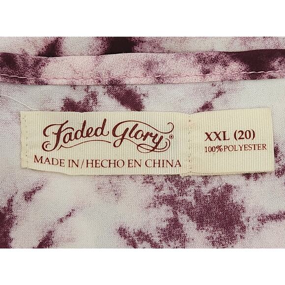 Faded Glory Purple White Tie Dye Spaghetti Strip Top XXL 20W Plus Lightweight - Picture 4 of 4